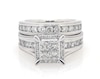 Thumbnail Image 1 of Previously Owned Princess-Cut Quad Diamond Halo Bridal Set 2 ct tw 14K White Gold Size 5.75