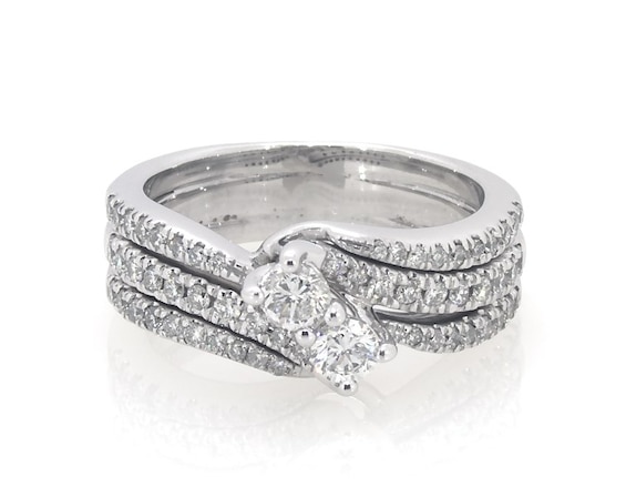 Previously Owned Ever Us Round-Cut Diamond Two-Stone Bridal Set 5/8 ct tw 14K White Gold Size 6