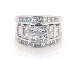 Previously Owned Princess-Cut Quad Diamond Bridal Set 2-1/2 ct tw 14K Two-Tone Gold Size 3.5