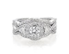 Thumbnail Image 1 of Previously Owned Round-Cut Diamond Halo Bridal Set 1-1/6 ct tw 14K White Gold Size 5.75