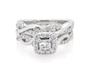 Thumbnail Image 1 of Previously Owned Diamond Princess-Cut Halo Bridal Set 7/8 ct tw 14K White Gold Size 7
