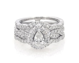 Previously Owned Neil Lane Pear-Shaped Diamond Halo Bridal Set 1 ct tw 14K White Gold Size 4