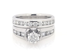 Previously Owned Round-Cut Diamond Bridal Set 1-1/2 ct tw 14K White Gold Size 5.75