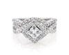 Thumbnail Image 1 of Previously Owned THE LEO Princess-Cut Diamond Halo Bridal Set 1-3/8 ct tw 14K White Gold Size 6