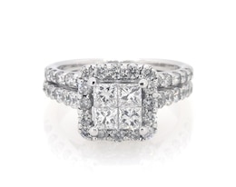 Previously Owned Princess-Cut Diamond Quad Bridal Set 1-3/4 ct tw 14K White Gold Size 5.75