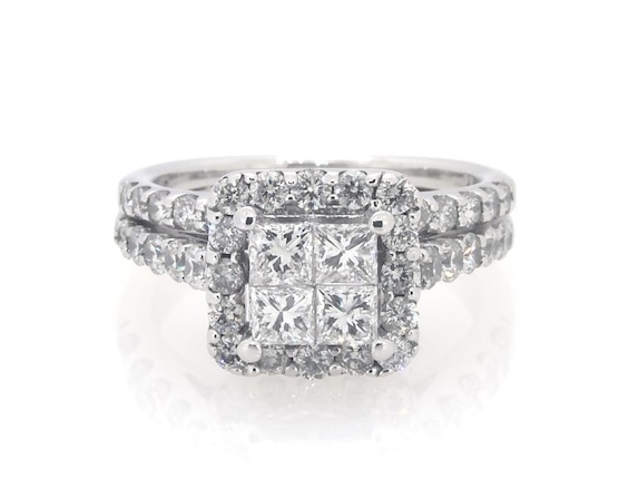 Previously Owned Princess-Cut Diamond Quad Bridal Set 1-3/4 ct tw 14K White Gold Size 5.75