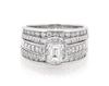 Thumbnail Image 1 of Previously Owned Emerald-Cut Diamond Halo Bridal Set 1-1/8 ct tw 14K White Gold Size 6.75