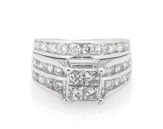 Previously Owned Princess-Cut Quad Diamond Bridal Set 2-3/8 ct tw 14K White Gold 6.5