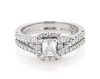 Thumbnail Image 1 of Previously Owned THE LEO Diamond Emerald-Cut Halo Bridal Set 1-1/5 ct tw 14K White Gold Size 6.5