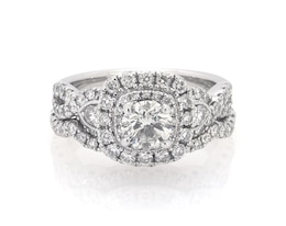 Previously Owned Neil Lane Round-Cut Diamond Double Halo Bridal Set 1-5/8 ct tw 14K White Gold Size 6.25
