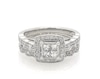 Thumbnail Image 1 of Previously Owned Princess-Cut Quad Diamond Bridal Set 3/4 ct tw 14K White Gold Size 5.5