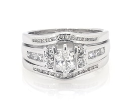 Previously Owned Marquise-Cut Diamond Bridal Set 7/8 ct tw 14K White Gold Size 7.75