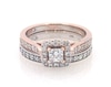 Thumbnail Image 1 of Previously Owned THE LEO Diamond Princess-Cut Halo Bridal Set 7/8 ct tw 14K Two-Tone Gold Size 6.5