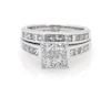 Thumbnail Image 1 of Previously Owned Princess-Cut Quad Diamond Bridal Set 2-1/2 ct tw 14K White Gold Size 6.75