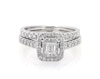 Thumbnail Image 1 of Previously Owned Emerald-Cut Diamond Double Halo Bridal Set 3/4 ct tw 10K White Gold Size 5.25