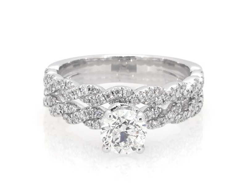 Main Image 1 of Previously Owned Neil Lane Round-Cut Diamond Bridal Set 1 ct tw 14K White Gold Size 5.5