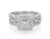 Thumbnail Image 1 of Previously Owned Princess-Cut Diamond Double Halo Bridal Set 1-1/5 ct tw 14K White Gold Size 6.25