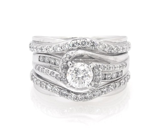 Previously Owned Round-Cut Diamond Bridal Set 1-1/8 ct tw 14K White Gold Size 5.75