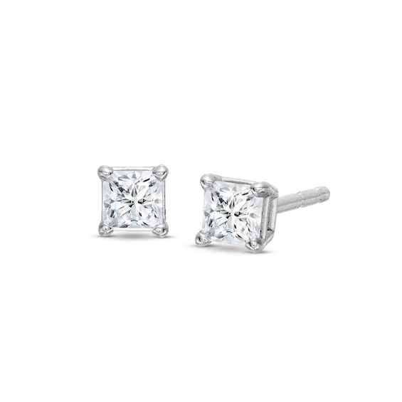 Previously Owned Diamond Solitaire Earrings 1/4 ct tw Princess-Cut 14K White Gold (J/I3)