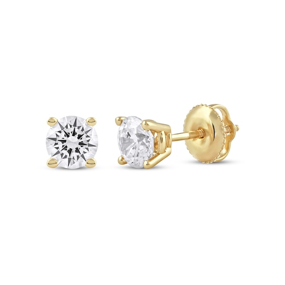 Previously Owned KAY Lab-Grown Diamonds Round-Cut Solitaire Stud Earrings 1 ct tw 14K Yellow Gold (F/VS2)