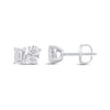 Thumbnail Image 1 of Previously Owned Toi et Moi Lab-Grown Diamond Emerald & Oval-Cut Stud Earrings 1 ct tw 14K White Gold