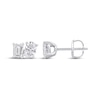 Thumbnail Image 3 of Previously Owned Toi et Moi Lab-Grown Diamond Emerald & Oval-Cut Stud Earrings 1 ct tw 14K White Gold