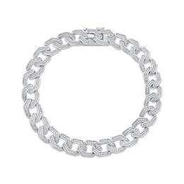 Previously Owned Men's Diamond Geometric Curb Chain Bracelet 2 ct tw Sterling Silver 8.5"