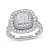 Thumbnail Image 1 of Previously Owned Princess-Cut Multi-Diamond Double Halo Engagement Ring 1 ct tw 10K White Gold