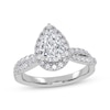 Thumbnail Image 1 of Previously Owned Pear-Shaped Lab-Grown Diamond Halo Engagement Ring 1-1/3 ct tw 14K White Gold