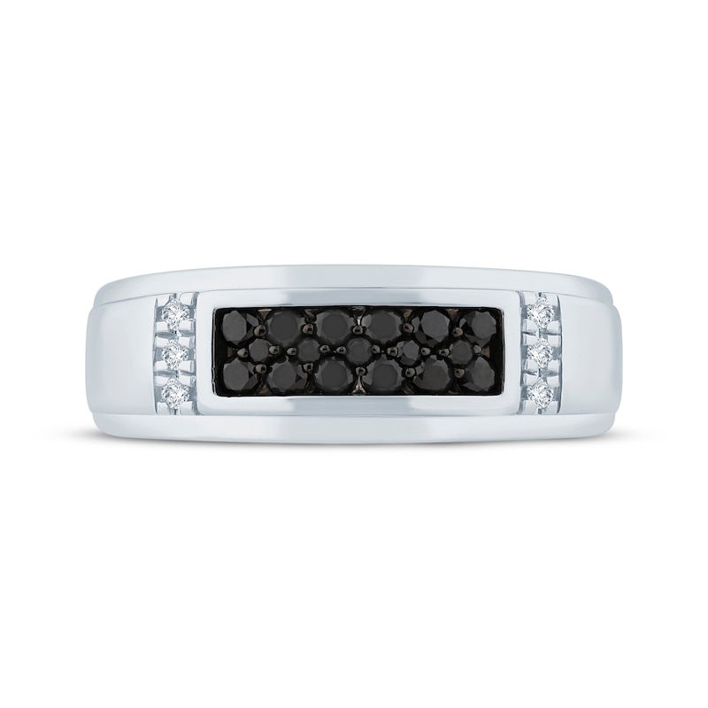 Main Image 3 of Previously Owned Men's Black & White Diamond Wedding Band 1/2 ct tw 10K White Gold