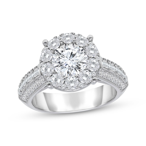 Previously Owned Lab-Grown Diamonds Round-Cut Halo Engagement Ring 3 ct tw 14K White Gold
