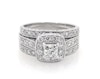 Thumbnail Image 1 of Previously Owned Princess-Cut Diamond Halo Bridal Set 1-3/8 ct tw 14K White Gold Size 6.75