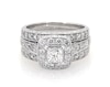 Thumbnail Image 1 of Previously Owned Princess-Cut Diamond Halo Bridal Set 1-3/8 ct tw 14K White Gold Size 5.75