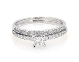 Previously Owned Princess-Cut Diamond Bridal Set 7/8 ct tw 14K White Gold Size 9.75