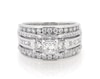 Thumbnail Image 1 of Previously Owned Princess-Cut Diamond Three-Stone Bridal Set 1-1/2 ct tw 14K White Gold Size 6.5