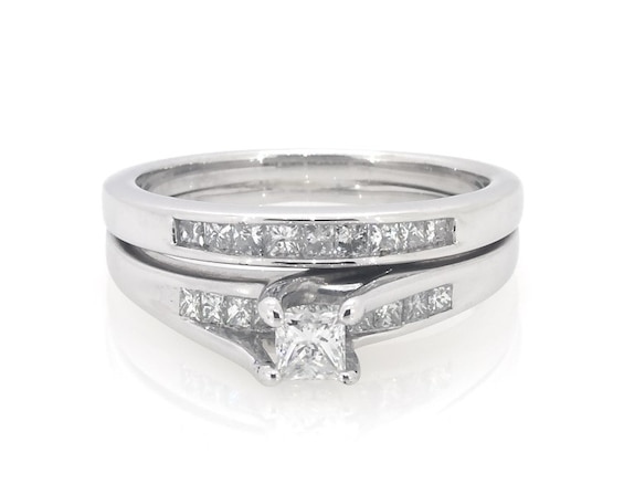 Previously Owned Princess-Cut Diamond Bridal Set 5/8 ct tw 14K White Gold Size 7