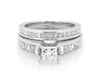 Thumbnail Image 1 of Previously Owned Princess-Cut Diamond Bridal Set 1-3/4 ct tw 14K White Gold & Platinum Size 4.75