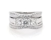 Thumbnail Image 1 of Previously Owned Round-Cut Diamond Three-Stone Bridal Set 1-1/8 ct tw 14K White Gold Size 4.75