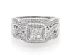 Thumbnail Image 1 of Previously Owned Princess-Cut Quad Diamond Twist Shank Soldered Bridal Set 7/8 ct tw 14K White Gold Size 8.75