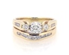 Thumbnail Image 1 of Previously Owned Round-Cut Diamond Three-Stone Bridal Set 7/8 ct tw 14K Yellow Gold Size 7.5