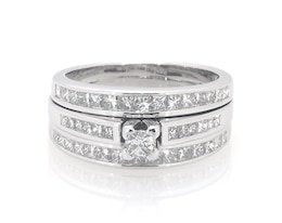 Previously Owned Princess-Cut Diamond Bridal Set 1 ct tw 14K White Gold Size 6.25