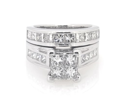 Previously Owned Princess-Cut Quad Diamond Bridal Set 2-1/2 ct tw 14K White Gold Size 5