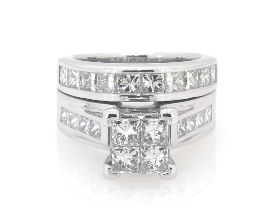 Previously Owned Princess-Cut Quad Diamond Bridal Set 2-1/2 ct tw 14K White Gold Size 5