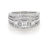 Thumbnail Image 1 of Previously Owned Vera Wang LOVE Princess-Cut Diamond Three-Stone Bridal Set 1-3/8 ct tw 14K White Gold Size 6.5