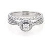 Thumbnail Image 1 of Previously Owned Round-Cut Diamond Halo Bridal Set 1/2 ct tw 10K White Gold Size 6