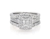 Thumbnail Image 1 of Previously Owned THE LEO Diamond Emerald-Cut Double Halo Bridal Set 1-3/4 ct tw 14K White Gold Size 5