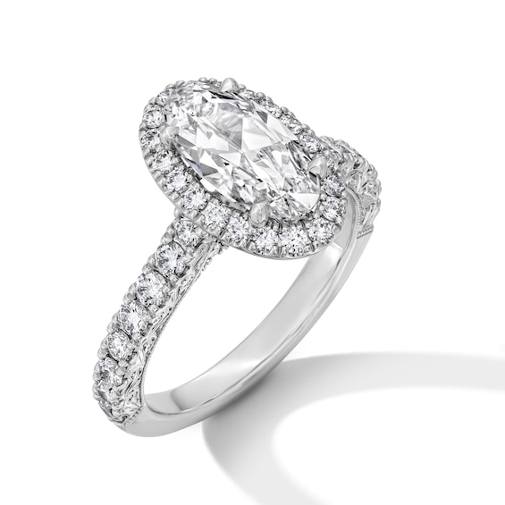 Previously Owned Neil Lane Artistry Heritage Oval-Cut Lab-Grown Diamond Halo Engagement Ring 2-1/3 ct tw Platinum