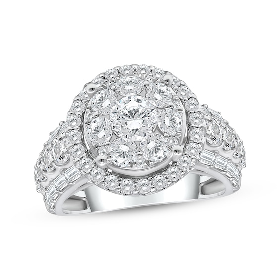 Previously Owned Lab-Grown Diamonds Round-Cut Halo Engagement Ring 3 ct tw 14K White Gold