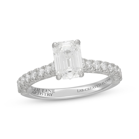 Previously Owned Neil Lane Artistry Heritage Emerald-Cut Lab-Grown Diamond Engagement Ring -/2 ct tw Platinum