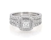Thumbnail Image 1 of Previously Owned Neil Lane Princess-Cut Diamond Double Halo Bridal Set 1-3/4 ct tw 14K White Gold Size 5.75